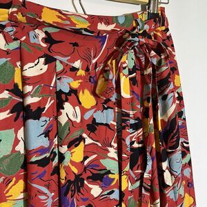 Vintage 1973 Saint Clair Skirt Women's 4 Midi A Line‎ Red Floral Pleated Retro
